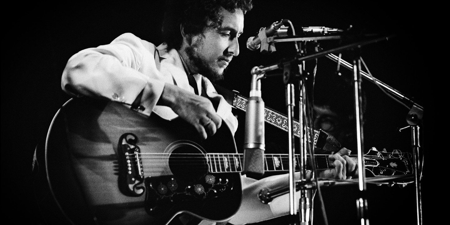 Bob Dylan and The Band perform at the Isle of Wight